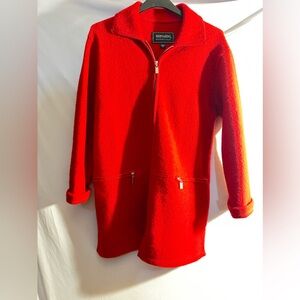 GREAT CONDITION Bernardo Red Zip-Front Trench Coat 100% Wool